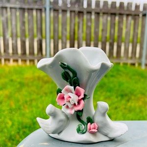 Doves and Roses Vintage Flower Vase